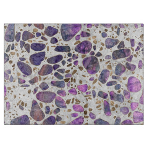 Terrazzo - Labradorite and gold on marble #1 Cutting Board