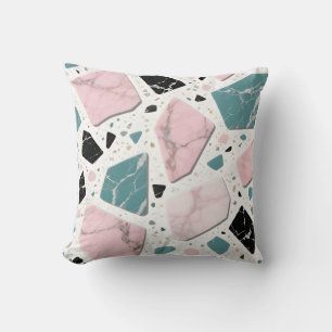 Terrazzo Marble Pastel Pink Teal Modern Cushion