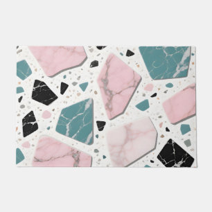 Terrazzo Marble Pastel Pink Teal Modern Doormat