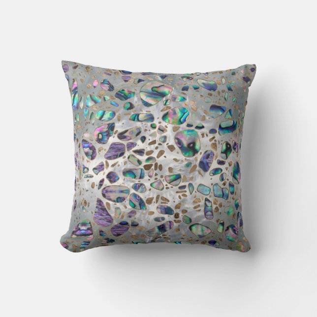 Terrazzo - Mosaic Abalone Pearl and Gold #3 Cushion (Front)