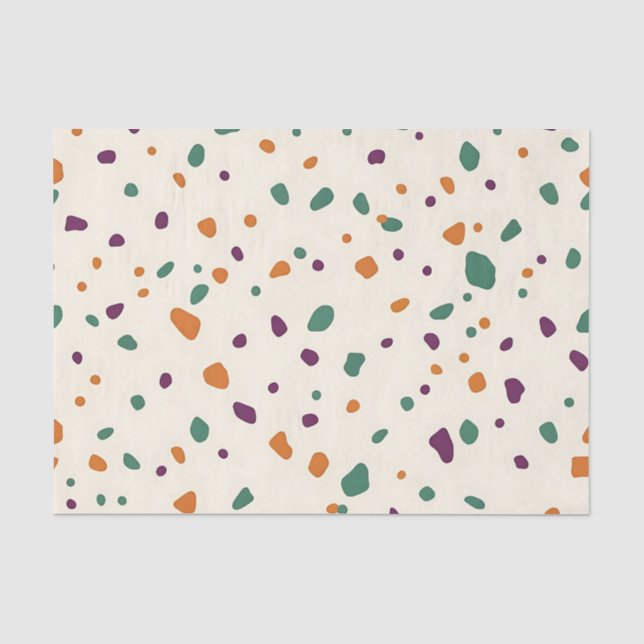 Terrazzo Multicolor Organic Pebble Speckle Pattern Tissue Paper (Front)