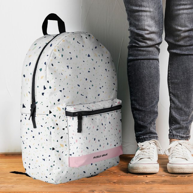 Terrazzo Pastel Back To School Modern Pink Printed Backpack (Terrazzo Pastel Back To School Modern Pink Printed Backpack
)