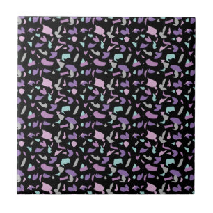 Terrazzo pattern black ceramic tile