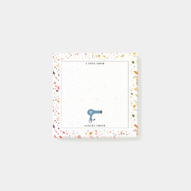 Terrazzo Pattern Blow Dryer Post-it Notes (Front)