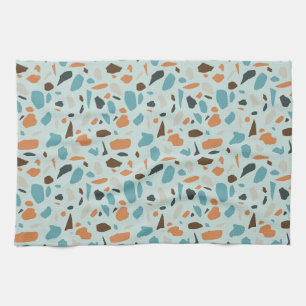 Terrazzo Pattern Blue Tea Towel