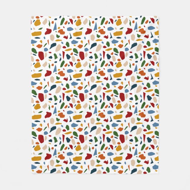 Terrazzo Pattern Colourful Fleece Blanket (Front)