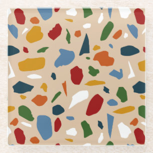 Terrazzo Pattern Colourful Glass Coaster