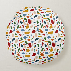 Terrazzo Pattern Colourful Round Cushion