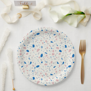 Terrazzo Pattern Neutral Natural Elegant Paper Plate