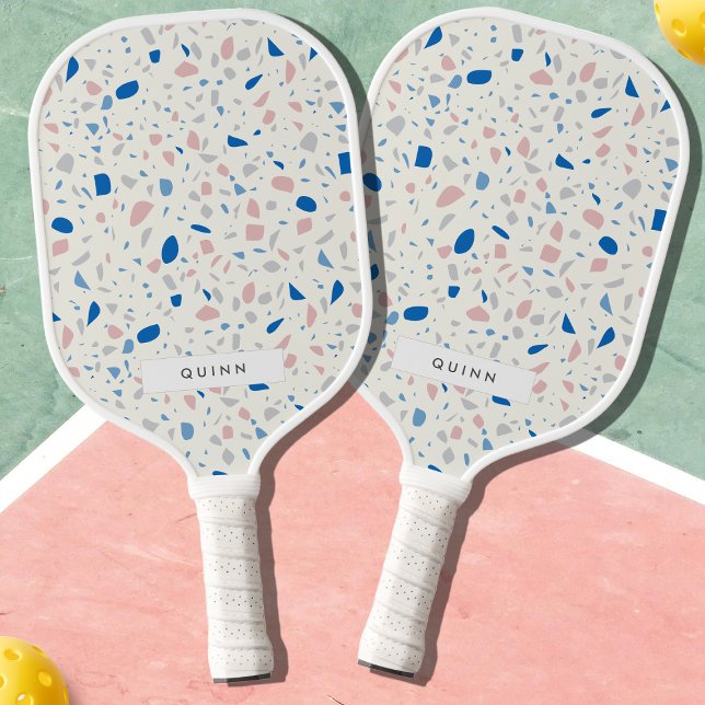 Terrazzo Pattern Neutral Natural Elegant Pickleball Paddle (Creator Uploaded)