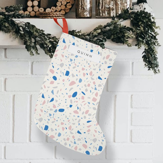 Terrazzo Pattern Neutral Natural Elegant Small Christmas Stocking (Creator Uploaded)