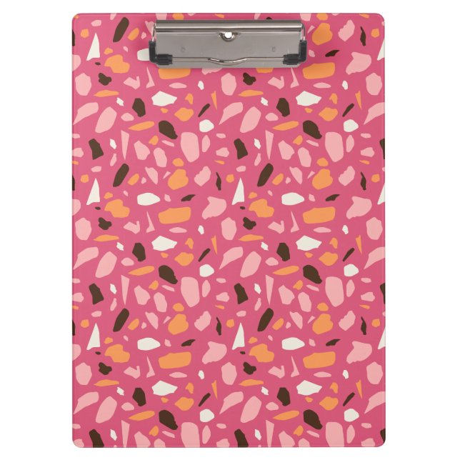 Terrazzo Pattern Pink Clipboard (Front)