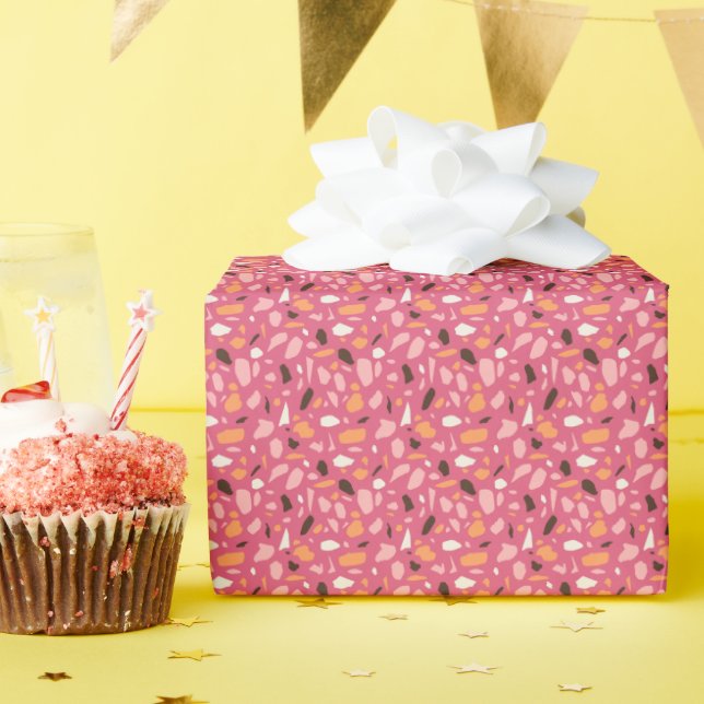Terrazzo Pattern Pink Wrapping Paper (Birthday Party)