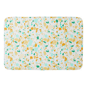 Terrazzo patterned bathmat green and gold
