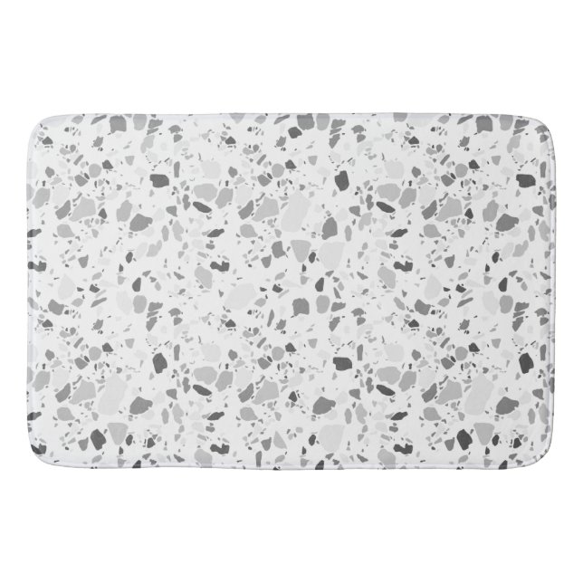 Terrazzo patterned bathmat grey black white (Front)