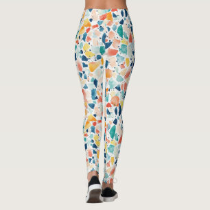 Terrazzo Print Leggings Abstract Design