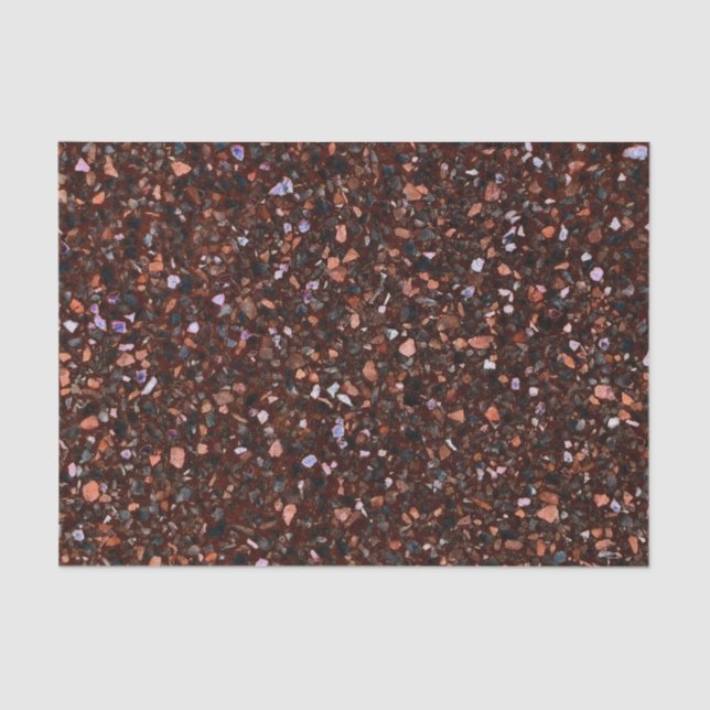 Terrazzo Retro Brown Black Tan Brown Elegant Tissue Paper (Front)