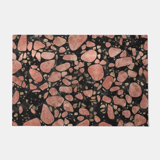 Terrazzo - Rose quartz and gold on marble #2 Doormat (Front)