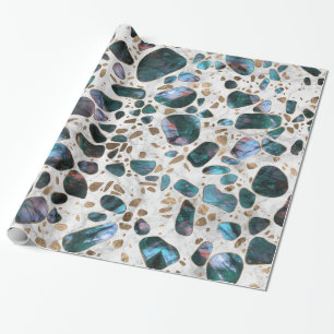 Terrazzo - Shimerring Agate and gold on marble #1 Wrapping Paper
