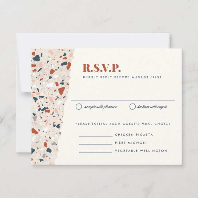 Terrazzo Slab Wedding Invitation RSVP Card (Front)