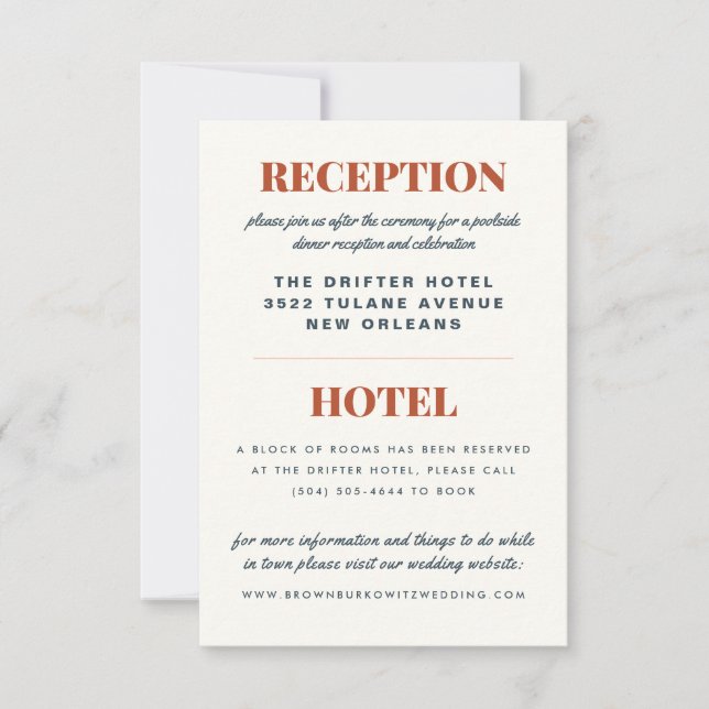Terrazzo Slab Wedding Reception and Hotel Card (Front)