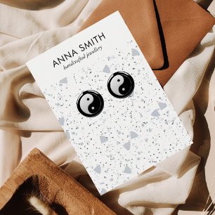 Terrazzo Stone Grey Minimal Marble Earring Display Business Card