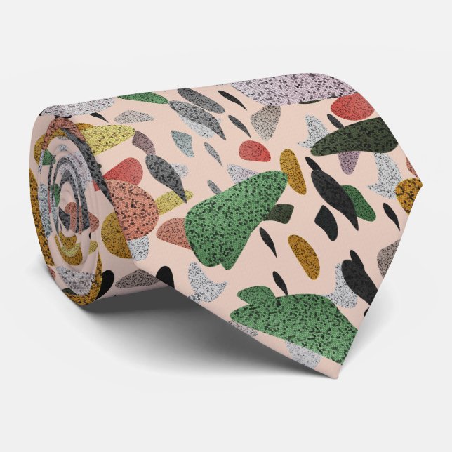Terrazzo Style Abstract Pattern  Tie (Rolled)