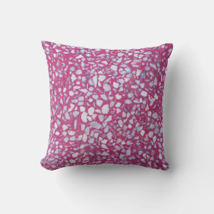 Terrazzo Texture: Pink White Elegance. Cushion