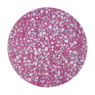 Terrazzo Texture: Pink White Elegance. Cutting Board