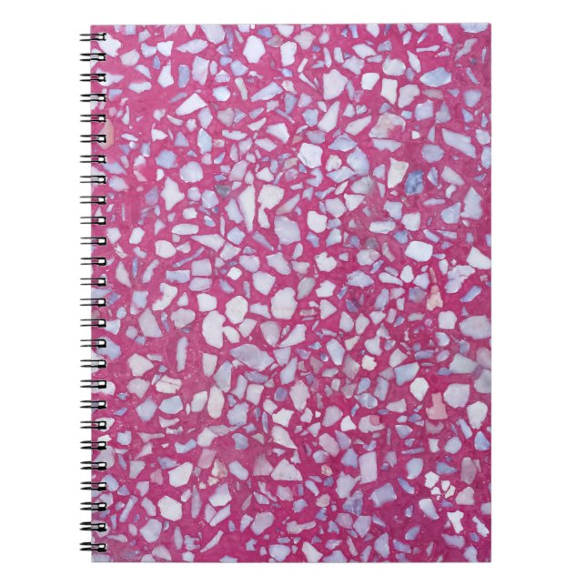 Terrazzo Texture: Pink White Elegance. Notebook (Front)