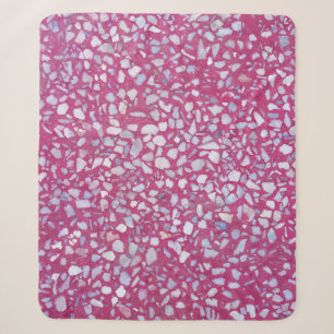 Terrazzo Texture: Pink White Elegance. Sherpa Blanket