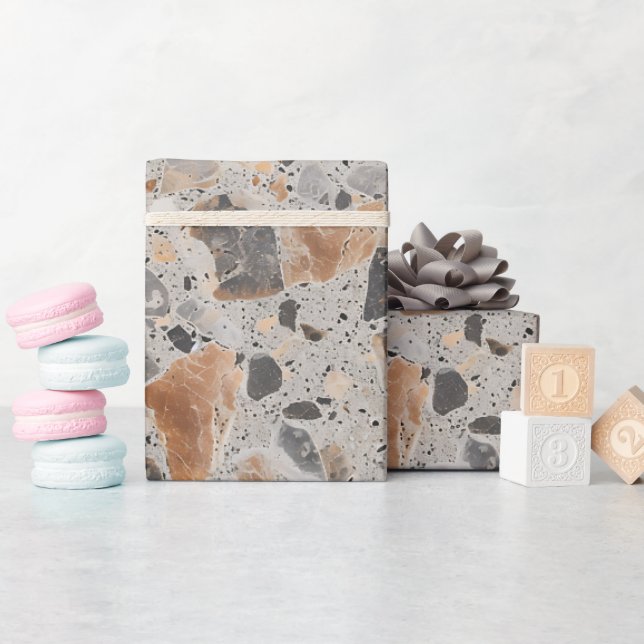 Terrazzo Textured Stone Print Wrapping Paper Roll (Baby Shower)