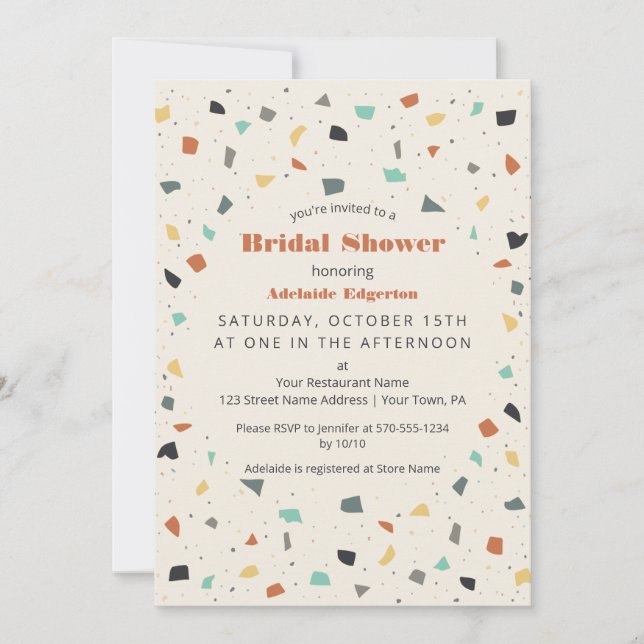 Terrazzo Tile Confetti Modern Style Bridal Shower Invitation (Front)