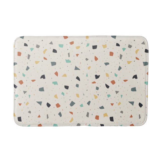Terrazzo Tile Confetti Modern Style Earth Tones Bath Mat (Front)