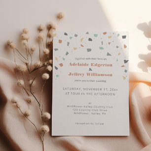 Terrazzo Tile Confetti Modern Style Earth Tones Invitation