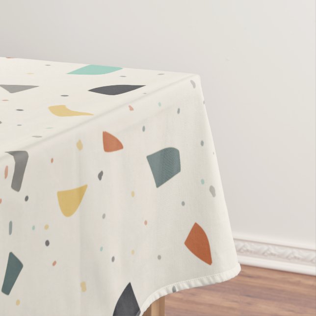 Terrazzo Tile Confetti Modern Style Earth Tones Tablecloth (In Situ)