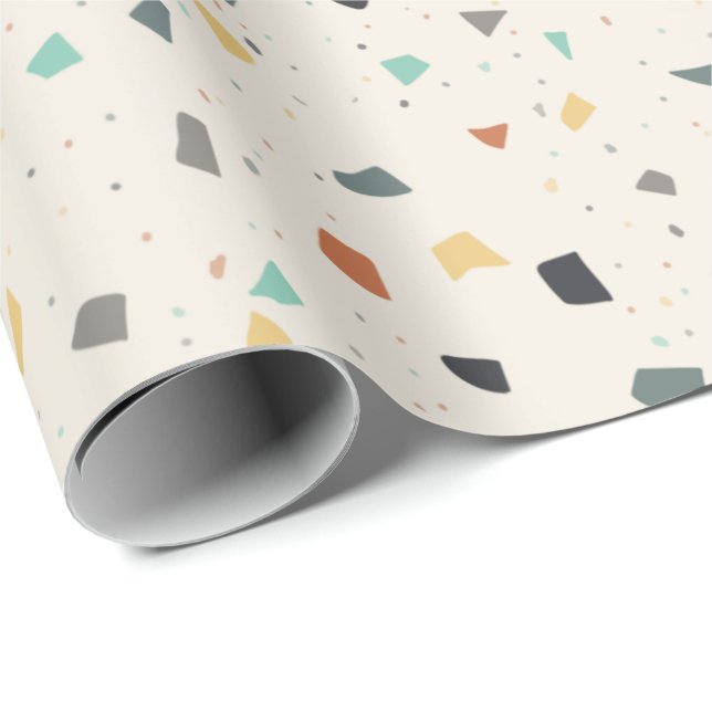 Terrazzo Tile Confetti Modern Style Earth Tones Wrapping Paper (Roll Corner)