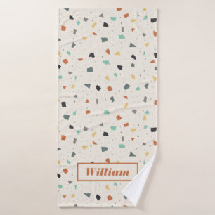 Terrazzo Tile Confetti Modern Style Personalised Bath Towel