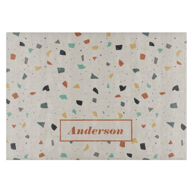 Terrazzo Tile Confetti Modern Style Personalised Cutting Board (Front)
