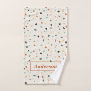 Terrazzo Tile Confetti Modern Style Personalised Hand Towel