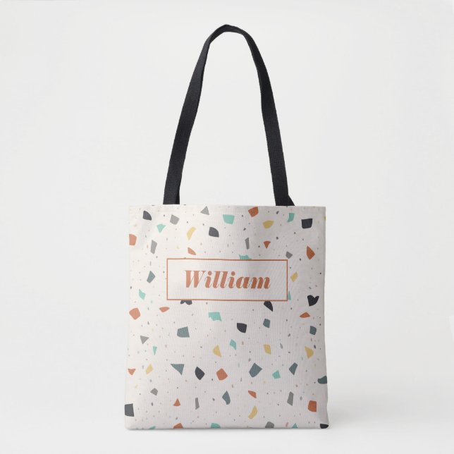 Terrazzo Tile Confetti Modern Style Personalised Tote Bag (Front)
