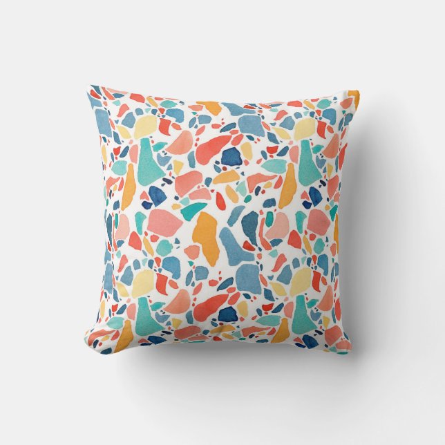 Terrazzo Watercolor: Colourful Seamless Pattern. Cushion (Front)