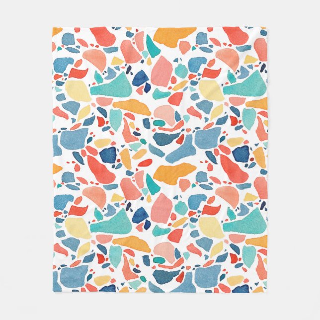 Terrazzo Watercolor: Colourful Seamless Pattern. Fleece Blanket (Front)