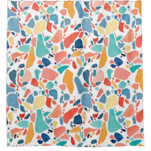 Terrazzo Watercolor: Colourful Seamless Pattern. Shower Curtain