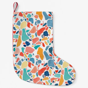 Terrazzo Watercolor: Colourful Seamless Pattern. Small Christmas Stocking