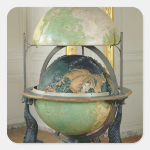 Terrestrial and celestial globe square sticker