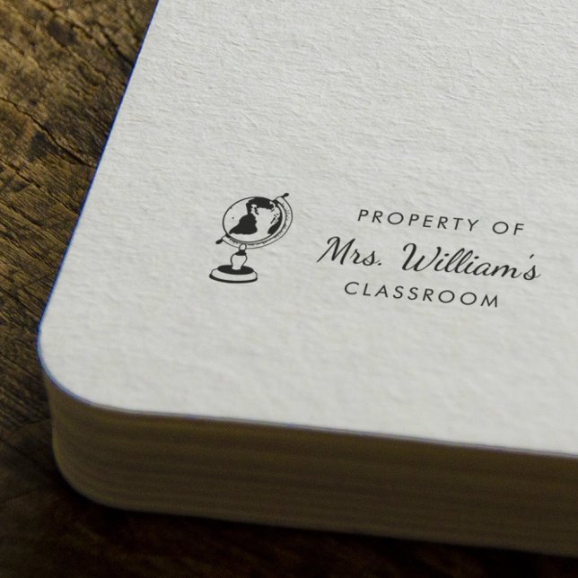 Terrestrial Globe - Teacher Name Book Classroom Rubber Stamp (Creator Uploaded)