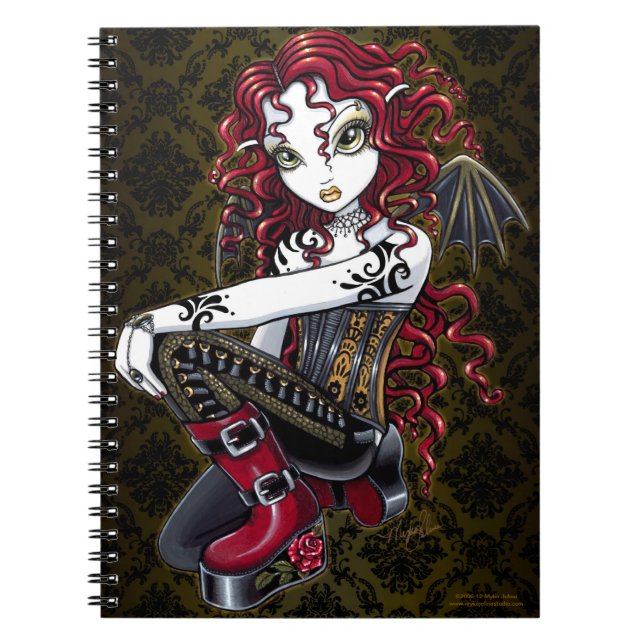 Terri Gothic Tribal Tattoo Red Fairy Notebook (Front)