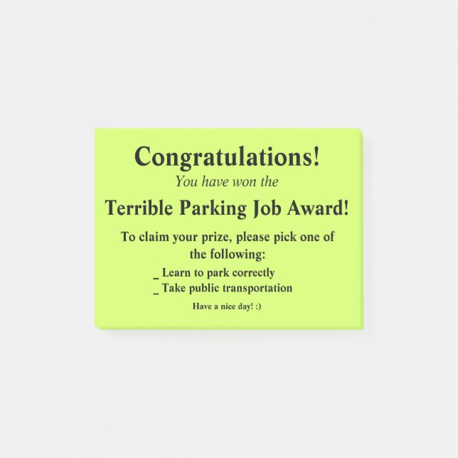 Terrible Parking Post-it Notes (Front)