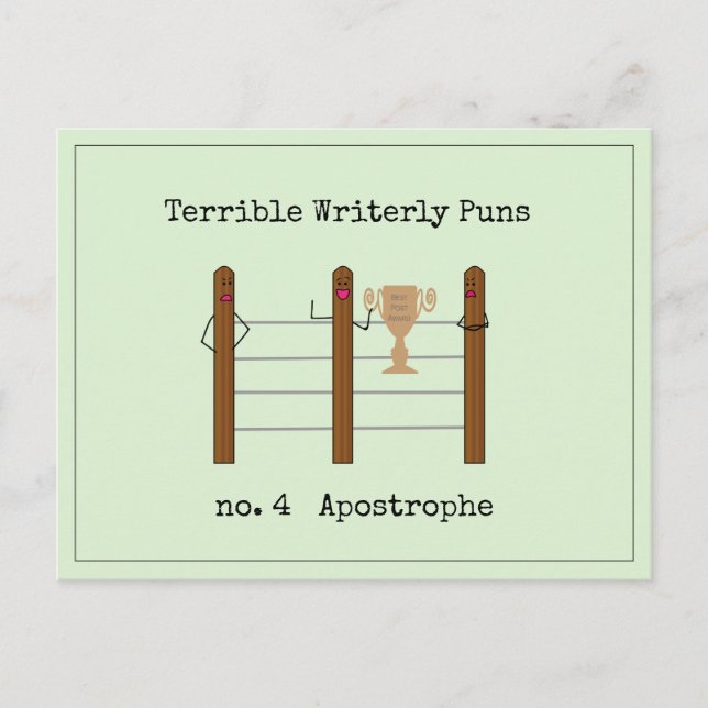 Terrible Writerly Puns Postcard (Front)